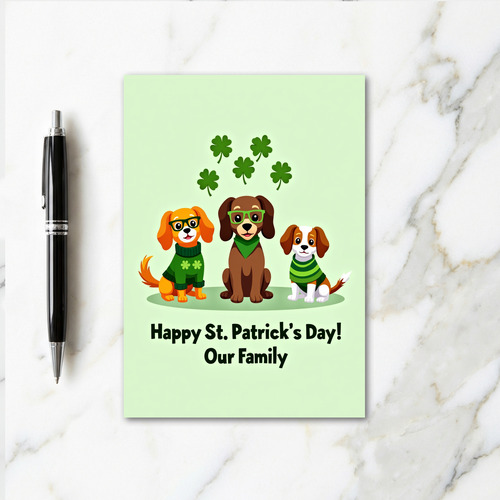 Dogs Happy St Patricks Day Glitter Card
