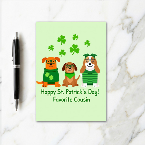 Dogs Shamrock Glitter Texture Card