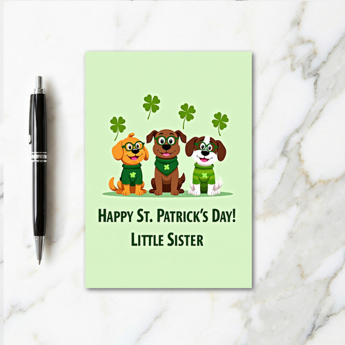 Dogs St Patricks Day Faux Gold Foil Card