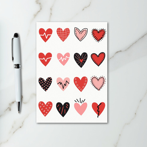 Doodle Hearts Love Greeting Card