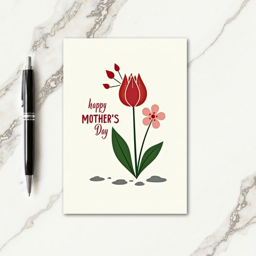 Dotted Crimson Floral Card