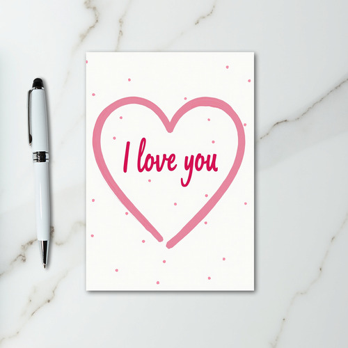 Dotted I Love You Pink Heart Card
