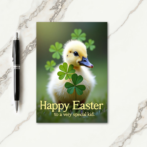 Downy Duck Clover Leaf Card