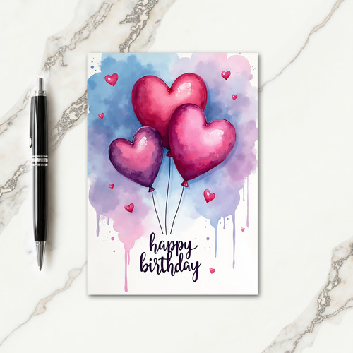 Dreamy Birthday Heart Balloons Card