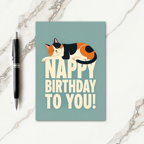 Dreamy Birthday Sleeping Feline Card