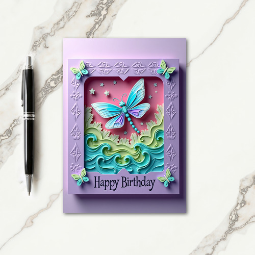 Dreamy Pink Insect Birthday Card