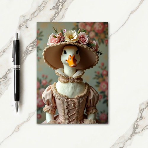 Duck In Pink Dress Fancy Card