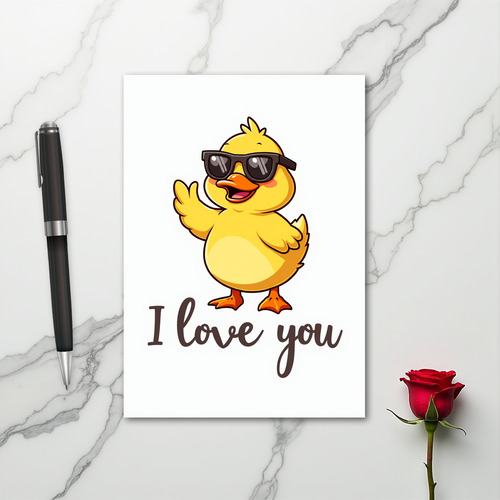 Duck In Sunglasses I Love You Card