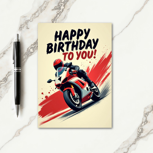Dynamic Birthday Rider Motorcycle Card