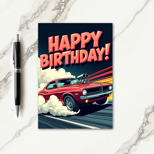 Dynamic Car Birthday Card