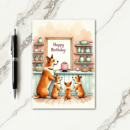 Eager Puppies Birthday Card