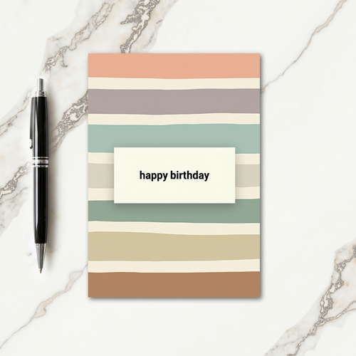 Earthy Striped Birthday Card