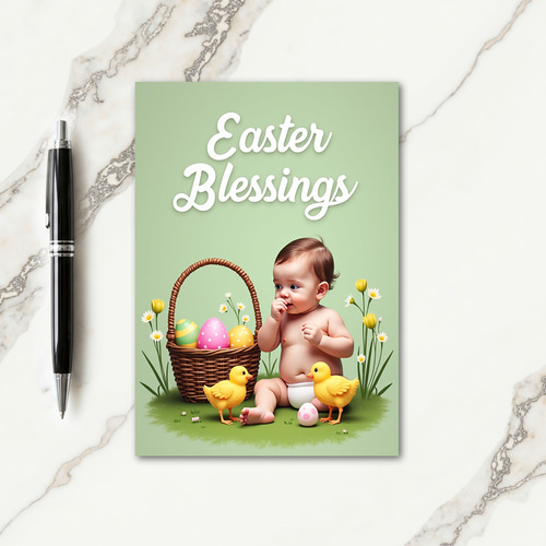 Easter Blessings Faux Gold Foil Card