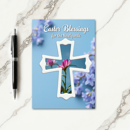 Easter Blessings Flower Cross Card