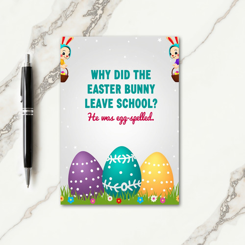 Easter Bunny School Pun Card