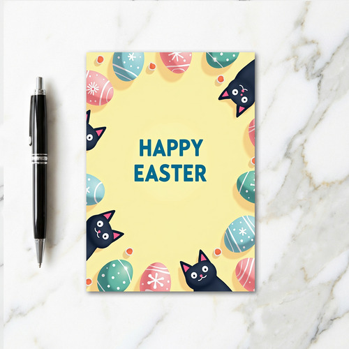 Easter Cat Polka Dot Pattern Card