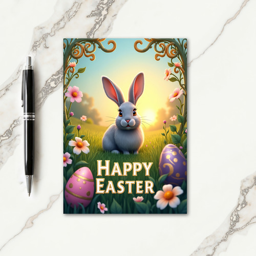 Easter Rabbit Golden Frame Card