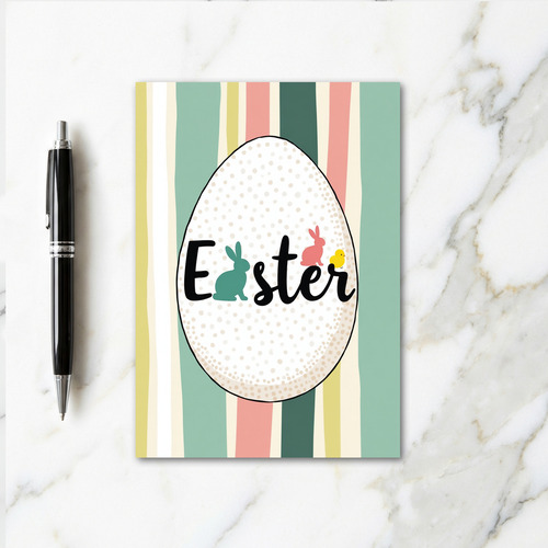 Easter Rabbit Stripe Pattern Card
