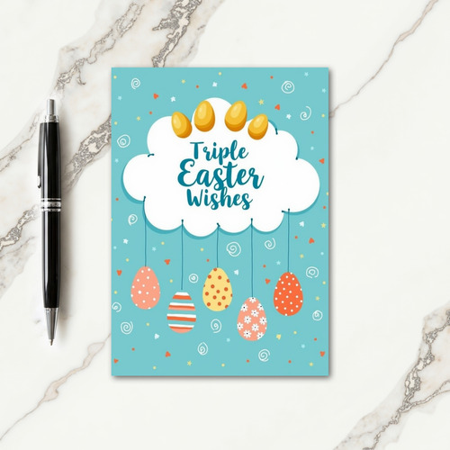 Easter Wishes Cloud Eggs Card