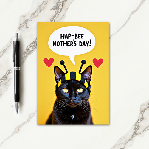 Ebony Cat Mothers Day Celebration Card