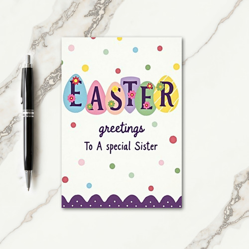Egg Shaped Easter Sister Card