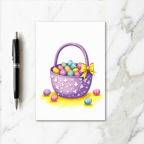 Eggs In Basket Springtime Season Card