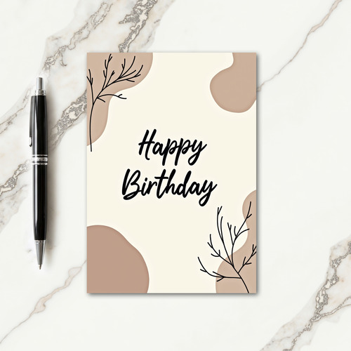 Elegant Beige Birthday Card