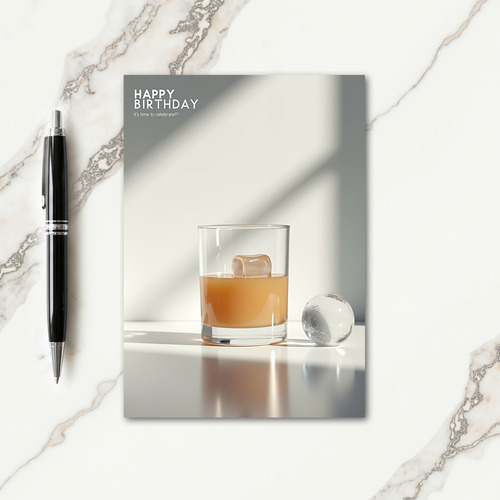 Elegant Birthday Amber Drink Card