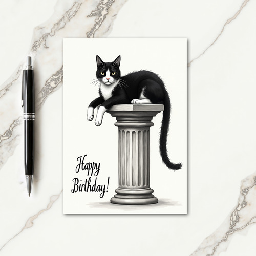 Elegant Birthday Black Cat Card