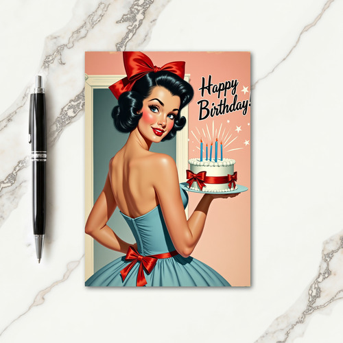 Elegant Birthday Blue Dress Card