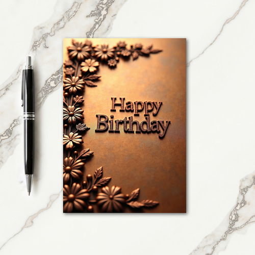 Elegant Birthday Copper Bloom Card