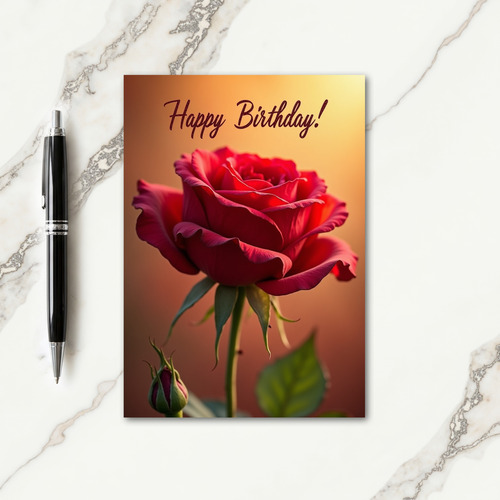 Elegant Birthday Crimson Bloom Card