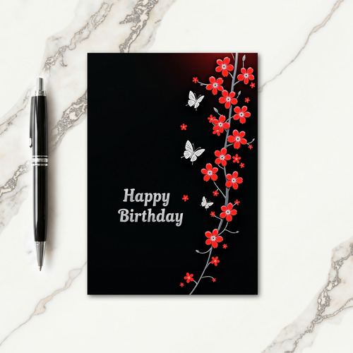 Elegant Birthday Crimson Floral Card