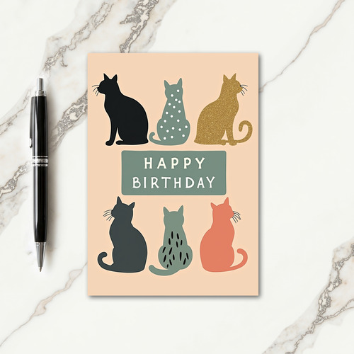 Elegant Birthday Feline Silhouettes Card