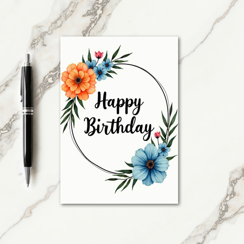 Elegant Birthday Floral Frame Card