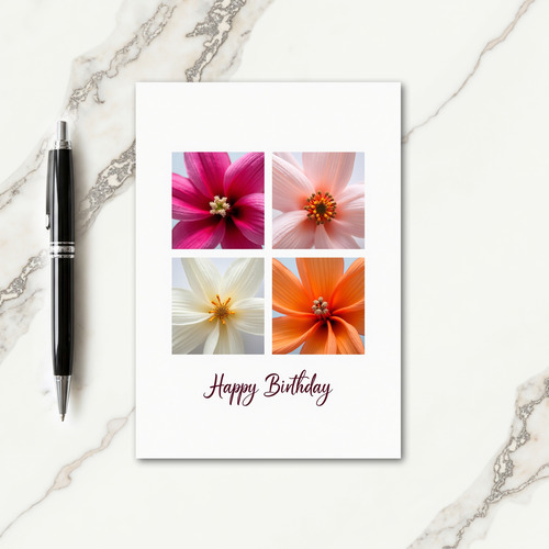 Elegant Birthday Floral Grid Card