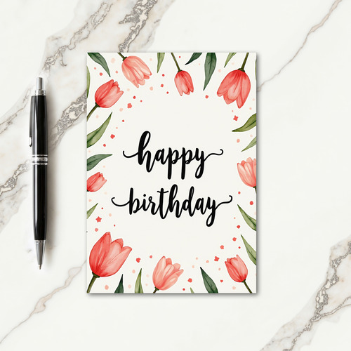 Elegant Birthday Floral Watercolor Card