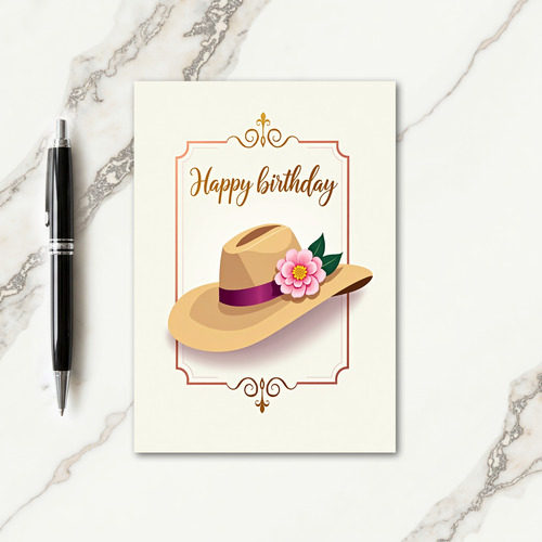 Elegant Birthday Framed Hat Card