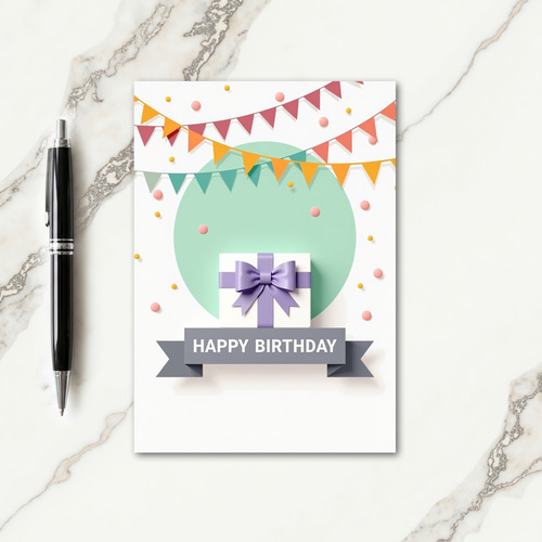 Elegant Birthday Gift Box Card