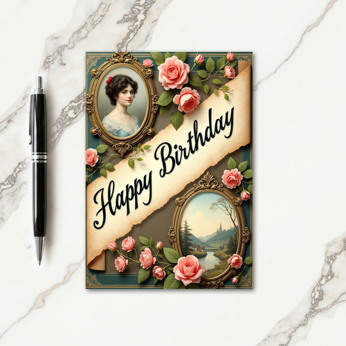 Elegant Birthday Gilded Frame Card