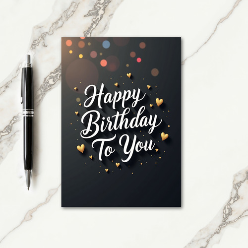 Elegant Birthday Gilded Hearts Card