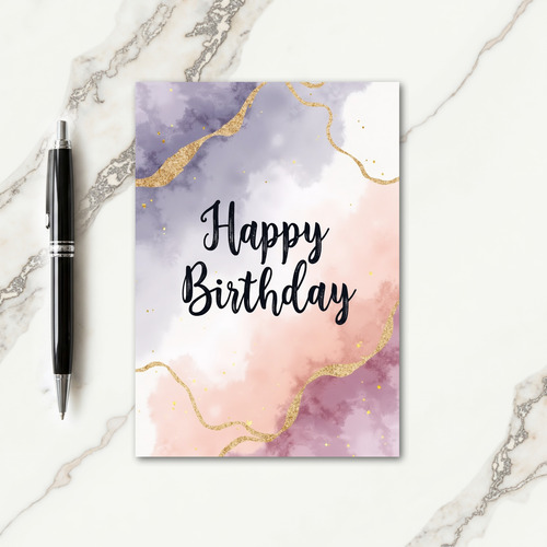 Elegant Birthday Gilded Script Card