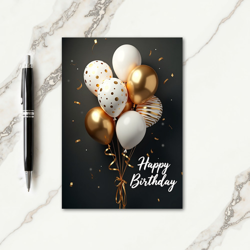Elegant Birthday Gold Balloon Card