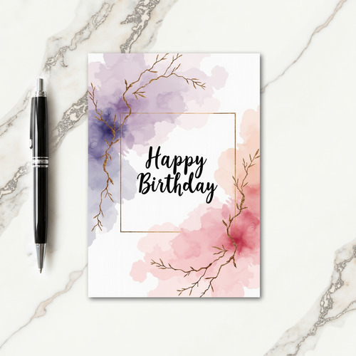 Elegant Birthday Gold Calligraphy Card
