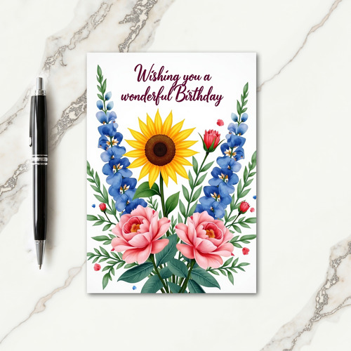 Elegant Birthday Golden Bloom Card