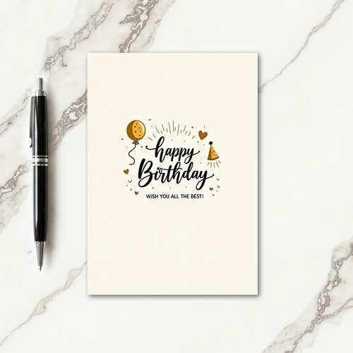 Elegant Birthday Golden Script Card