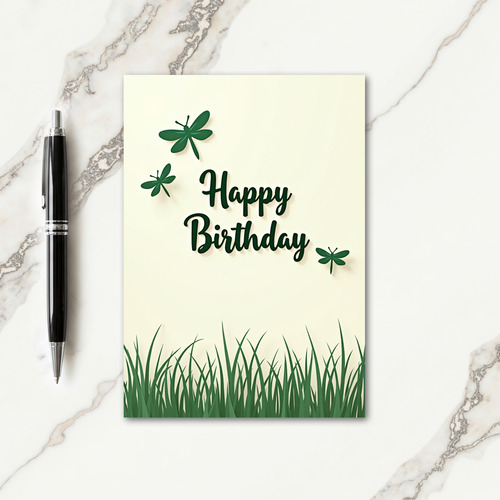 Elegant Birthday Green Script Card