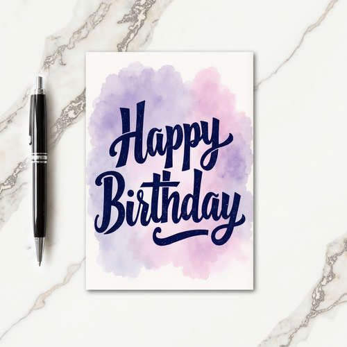 Elegant Birthday Indigo Script Card