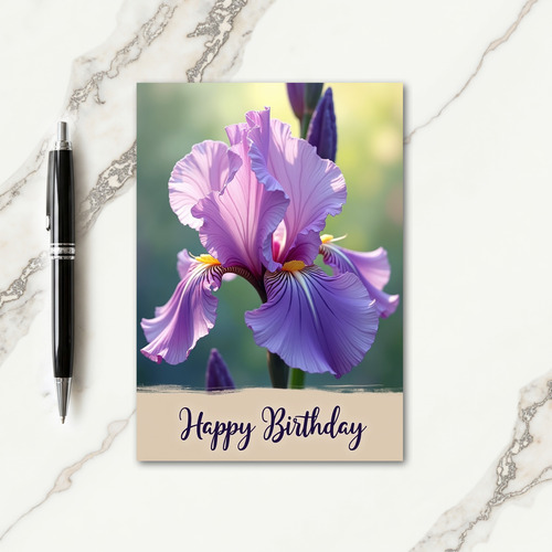 Elegant Birthday Iris Bloom Card