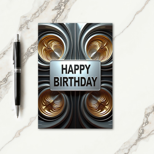 Elegant Birthday Metallic Plaque Card